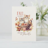 Sweet Fall Kittens in Pumpkin Basket Autumn Love T サンキューカード (スタンド正面)