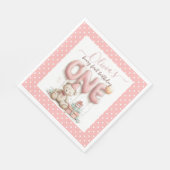Sweet First Birthday with Teddy Bear  スタンダードランチョンナプキン (角)