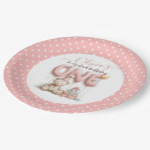 Sweet First Birthday with Teddy Bear  ペーパープレート (アングル)