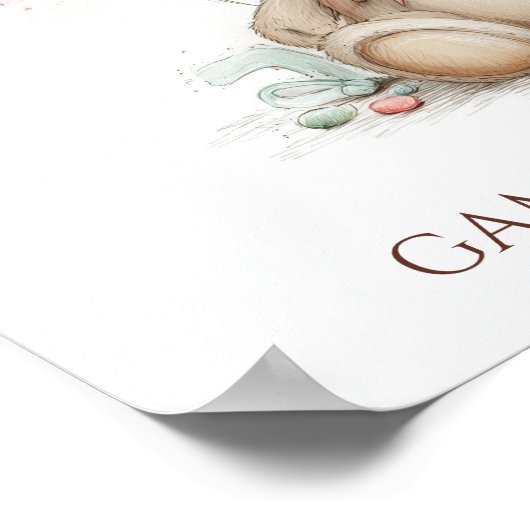 Sweet First Birthday with Teddy Bear ポスター (角)