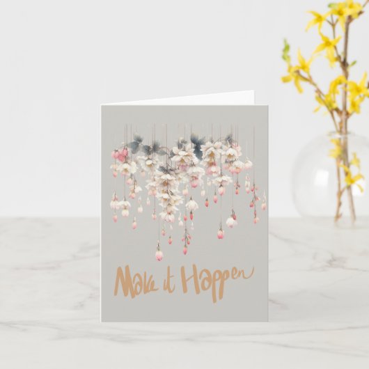 Sweet Floating Floral Drops Blank "Make It Happen" カード (黄色い花)