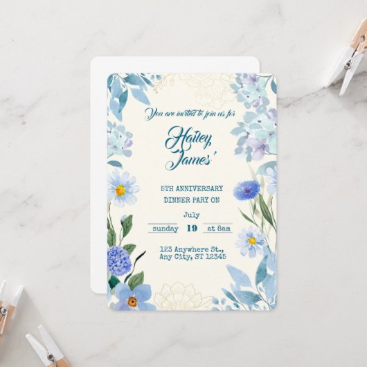 Sweet Floral Birthday Invitation for Kids 招待状 (正面/裏面インサイチュ)