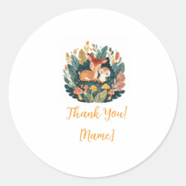 Sweet Floral Fawn Personalized Girl Birthday Favor ラウンドシール