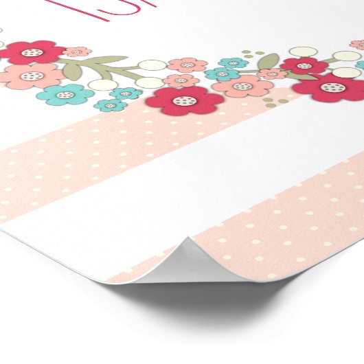 Sweet Floral Girl Name Personalized Wall Art ポスター (角)