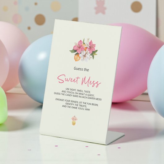 Sweet Floral Guess the Mess Baby Shower Game 台座サイン