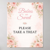 Sweet Floral Treat Table Baby Shower Sign ポスター (正面)