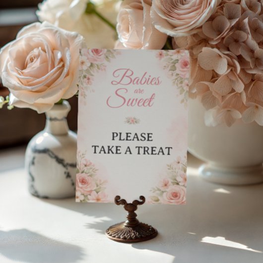 Sweet Floral Treat Table Baby Shower Sign ポスター