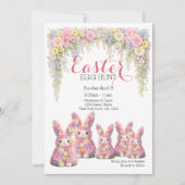 Sweet Flower Bunny Rabbit Easter Egg Hunt Lunch 招待状 (正面)