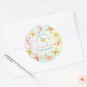 Sweet Flutter 1st Birthday Party  ラウンドシール (封筒)