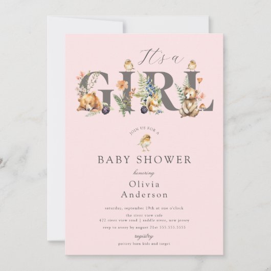 Sweet Forest Friends女の子 招待状 (正面)