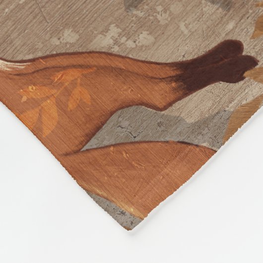 Sweet Fox Pattern in Fall Neutrals フリースブランケット (角)