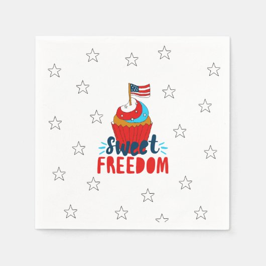 Sweet Freedom Cupcake 7月4日7月4日 スタンダードカクテルナプキン (正面)