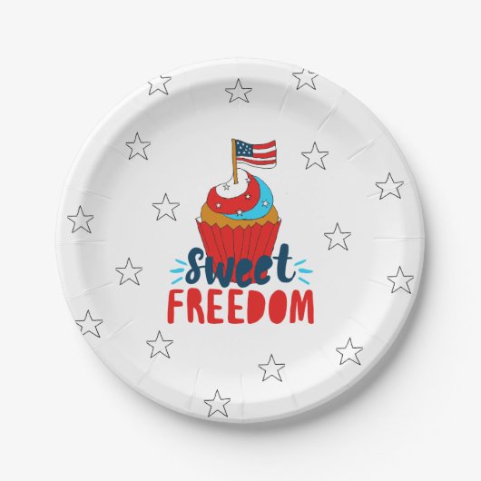 Sweet Freedom Cupcake 7月4日7月4日 ペーパープレート (正面)