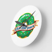 Sweet Freedom Donut USA 250 Years  ラウンド壁時計 (傾斜)