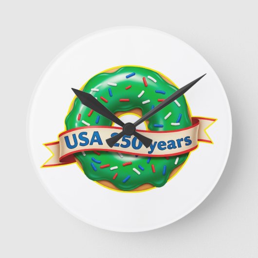Sweet Freedom Donut USA 250 Years  ラウンド壁時計 (正面)