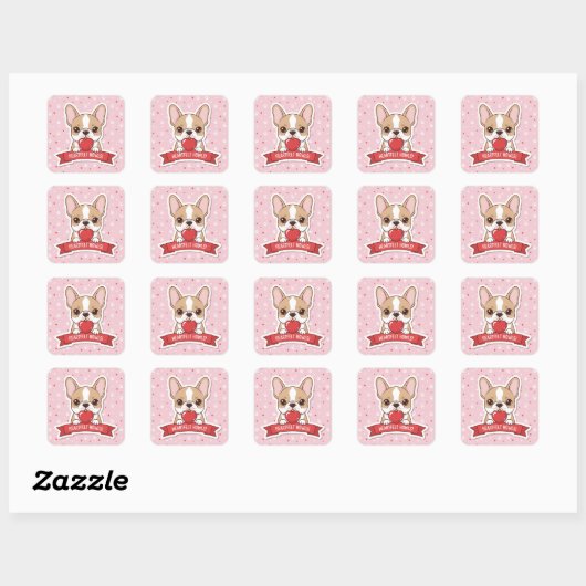 Sweet Frenchie Heart Ornament Sticker スクエアシール (シート)