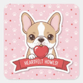 Sweet Frenchie Heart Ornament Sticker スクエアシール (正面)
