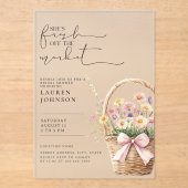 Sweet Fresh Off the Market Floral Bridal Shower アクリル招待状 (正面)