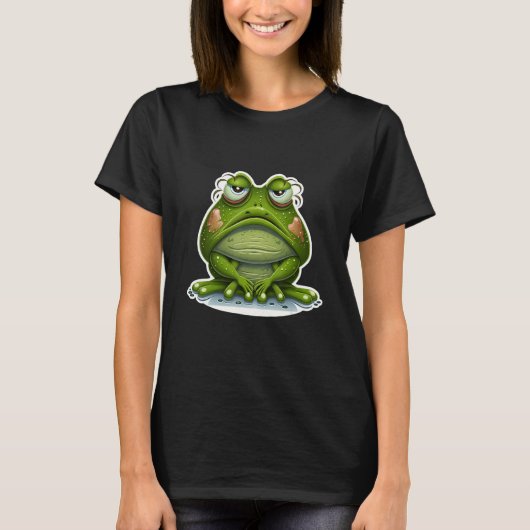 Sweet Frog Amphibian Morning Muffle Grumpy Sleep A Tシャツ (正面)