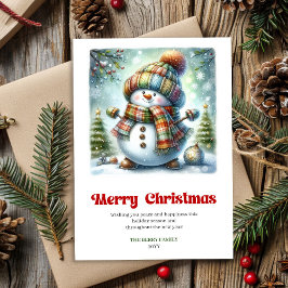 Sweet funny snowman minimalist Xmas watercolor シーズンカード