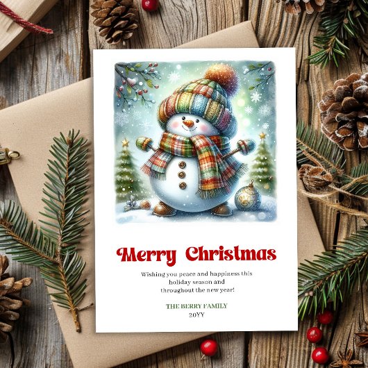 Sweet funny snowman minimalist Xmas watercolor シーズンカード