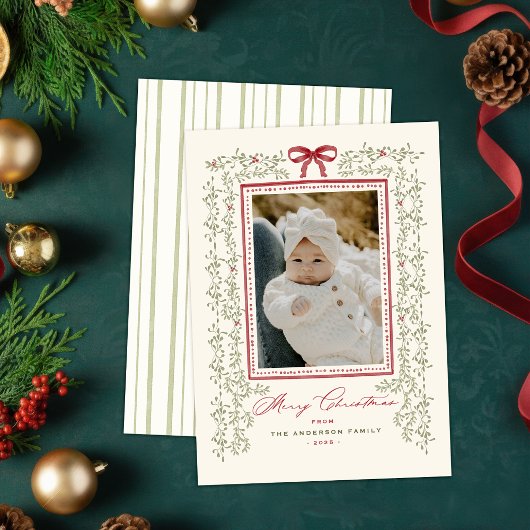 Sweet Garland Hand Painted Christmas Photo Card シーズンカード