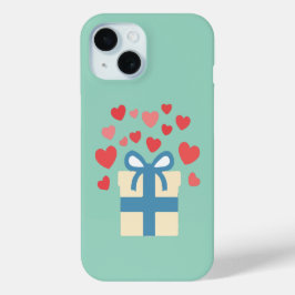Sweet Gift Box with Floating Love Hearts iPhone 15ケース