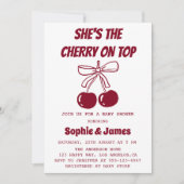 Sweet Girl Cherry on Top Baby Shower Party 招待状 (正面)