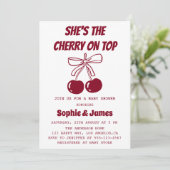 Sweet Girl Cherry on Top Baby Shower Party 招待状 (スタンド正面)