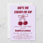 Sweet Girl Cherry on Top Baby Shower Party 招待状 (正面)