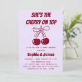 Sweet Girl Cherry on Top Baby Shower Party 招待状 (スタンド正面)