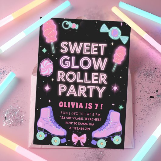 Sweet Glow Roller Party | Neon Candy Skating 招待状