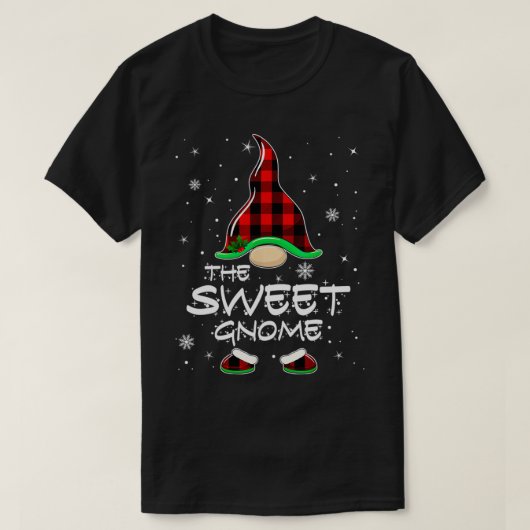 Sweet Gnome Buffalo Plaid Matching Family Christma Tシャツ (デザイン正面)
