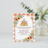 Sweet Goat Hay Bale Gingham Baby Shower ポストカード (スタンド正面)