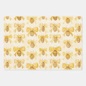 Sweet Gold White Honeycomb Birthday ラッピングペーパーシート (正面3)