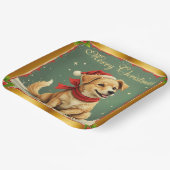 Sweet Golden Retriever Puppy Christmas ペーパープレート (傾斜あり)