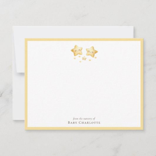Sweet Golden Stars Nursery Note Card. Personalized ノートカード (正面)
