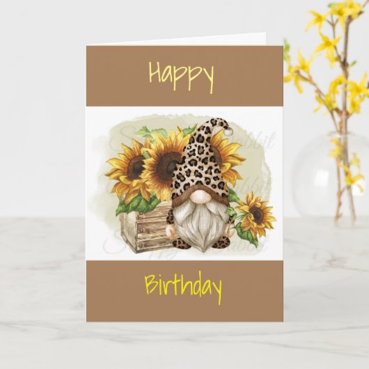 SWEET GOME SAYS "HAPPY BIRTHDAY" FROM "GNOME" カード (黄色い花)