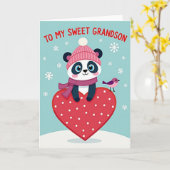 Sweet Grandson Panda Winter Card カード (黄色い花)