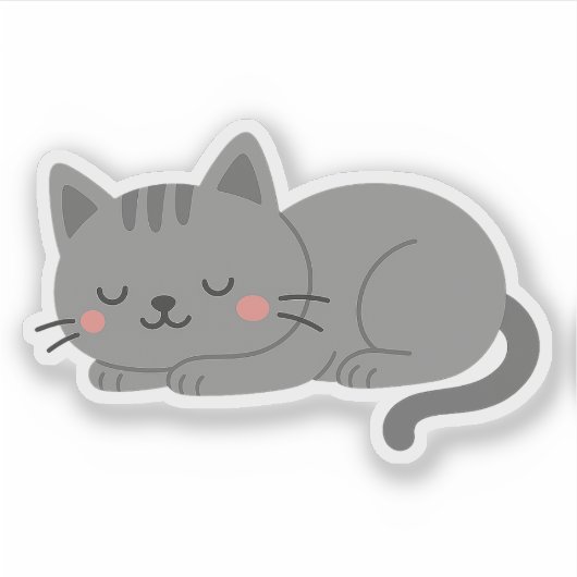 Sweet Gray Kitty Snooze シール (正面)