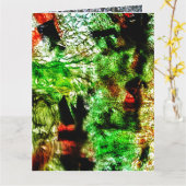 Sweet green abstract folded greeting card,Smooth  カード (黄色い花)