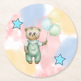 Sweet green baby bear ラウンドペーパーコースター
