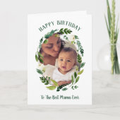 Sweet Greenery誕生日フォトカード カード (正面)