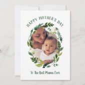 Sweet Greenery Mother's Day Photo Card for Mom カード (正面)