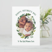 Sweet Greenery Mother's Day Photo Card for Mom カード (スタンド正面)