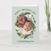 Sweet Greenery Mother's Day Photo Card for Mom カード (正面)