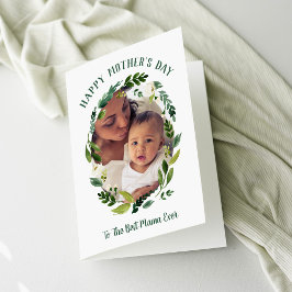 Sweet Greenery Mother's Day Photo Card for Mom カード