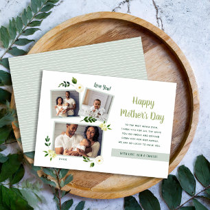 Sweet Greenery Mother's Day Photo Card for Mom カード