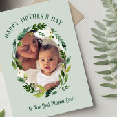 Sweet Greenery Mother's Day Photo Card for Mom カード