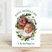 Sweet Greenery Mother's Day Photo Card for Mom カード